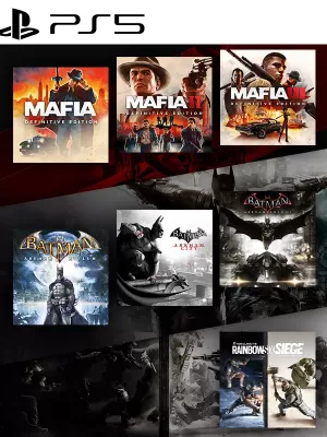 7 JUEGOS EN 1 Mafia Trilogy mas Batman Arkham Collection mas TOM CLANCYS RAINBOW SIX SIEGE PS5